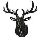 Decorative Wooden Deer Head Sculpture Wall Hanging Art DIY Decoration Black