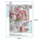 5D DIY Full Drill Diamond Painting Pink Flowers Cross Stitch Embroidery Kit