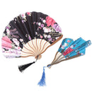 Pattern Chinese Style Hand Held Silk Bamboo Folding Fans Wedding Hand  JR