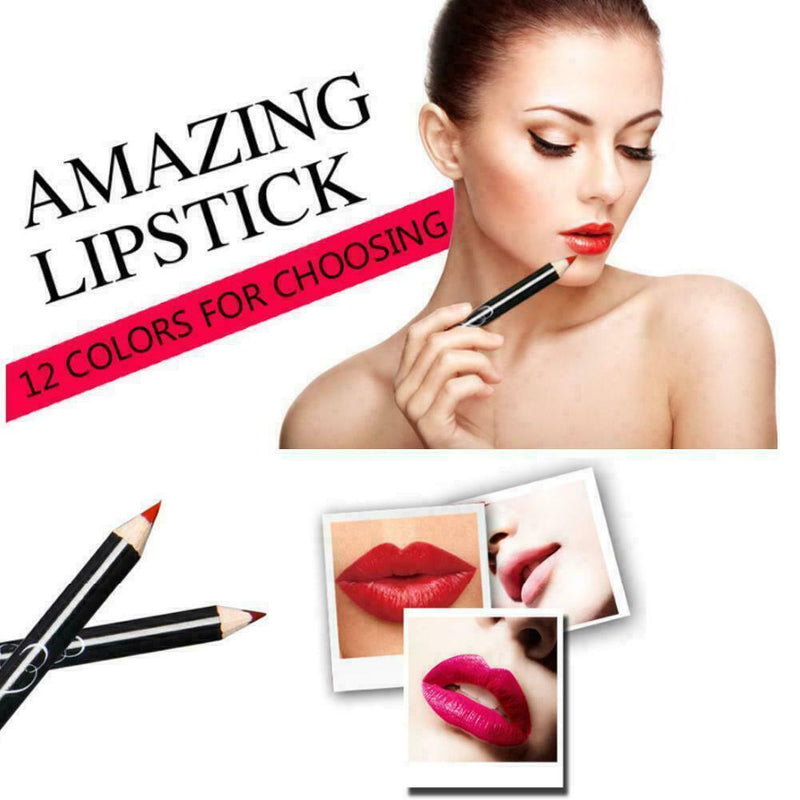 12x Set Lipstick Lip Liner Waterproof Long Lasting Lip Pencil Makeup Pen N Z2Y2
