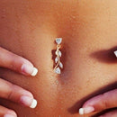 Sexy Zircon Reverse Belly Button Ring Dangle Bar Navel Ring Body Piercing J Y7O6