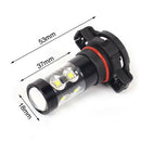 2 Piece 6000K 50W White H16 PS24W 5202 High Power LED Fog Driving Light Bulb