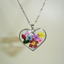 Pressed Flower Heart Pendant Necklace R3N5