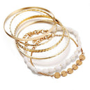 6 Pieces/Set Of Bracelets Shell Alloy Bracelet Ladies Geometric Beads Simpl