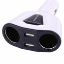 WHITE Car LCD Cigarette Lighter Socket Splitter 2 Dual USB Charger Power Adapter