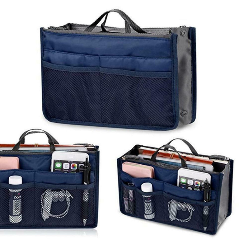 Portable Make Up Organizer Cosmetic Bag Travel Wash Handbag (Dark Blue) A