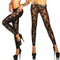 Womens Black Rose Vine Sheer Stretchy Floral Lace Leggings Tight Pencil Pants Bj