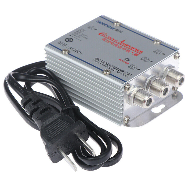 3 Way Signal Amplifier 45~860MHz CATV VCR 20DB TV Antenna Booster Splitter .ES
