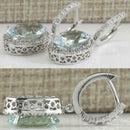 blue Filled Opal Women Jewelry Hook Dangle Anniversary Earrings Drop K7V7