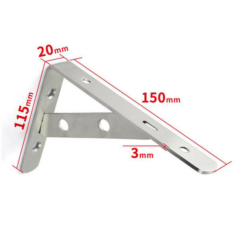 4pcs Triangle Shelf Brackets Stainless Steel Wall Mounted Shelf Support 6inch