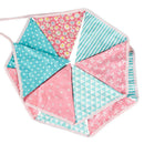 12 Flags Pink Blue Floral Cotton Fabric Bunting Pennant Banner Birthday