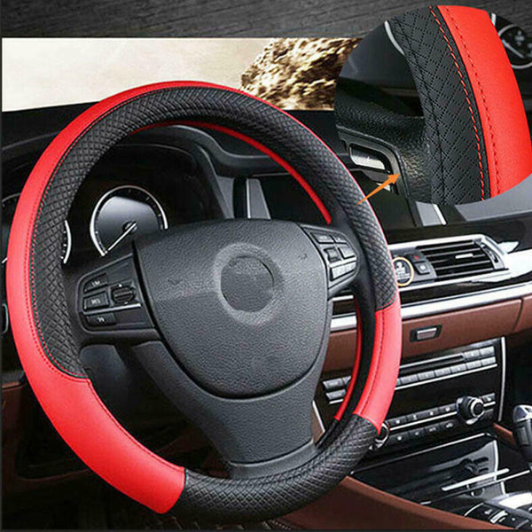 1* New Car PVC Leather Steering Wheel Cover Anti-slip Protector 38cm /15inch Red