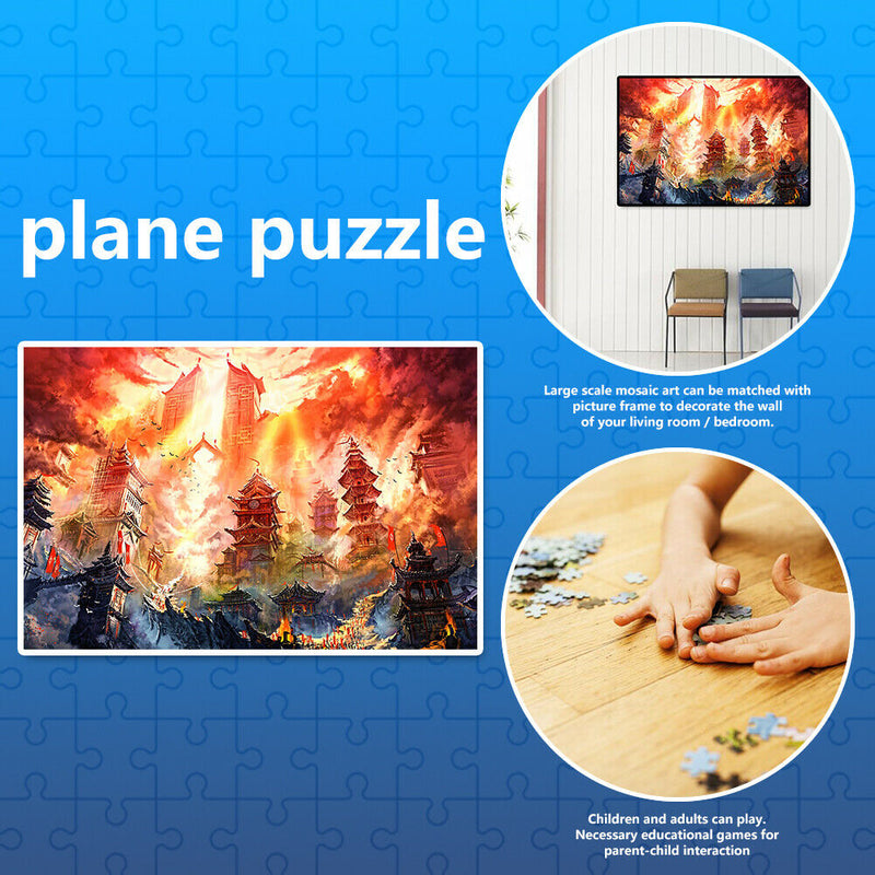 1000pcs DIY Paper Jigsaw Flame Tower Puzzle Toys Educational Picture Decor