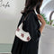 Flower Pattern PU Leather Shoulder Bag Women Chain Hobos Tote Handbag (L)