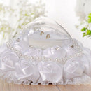 Lovely Heart-Shaped Ring Pillow Rose Flowers Rhinestone Pearls Ring Bearer  K6P7