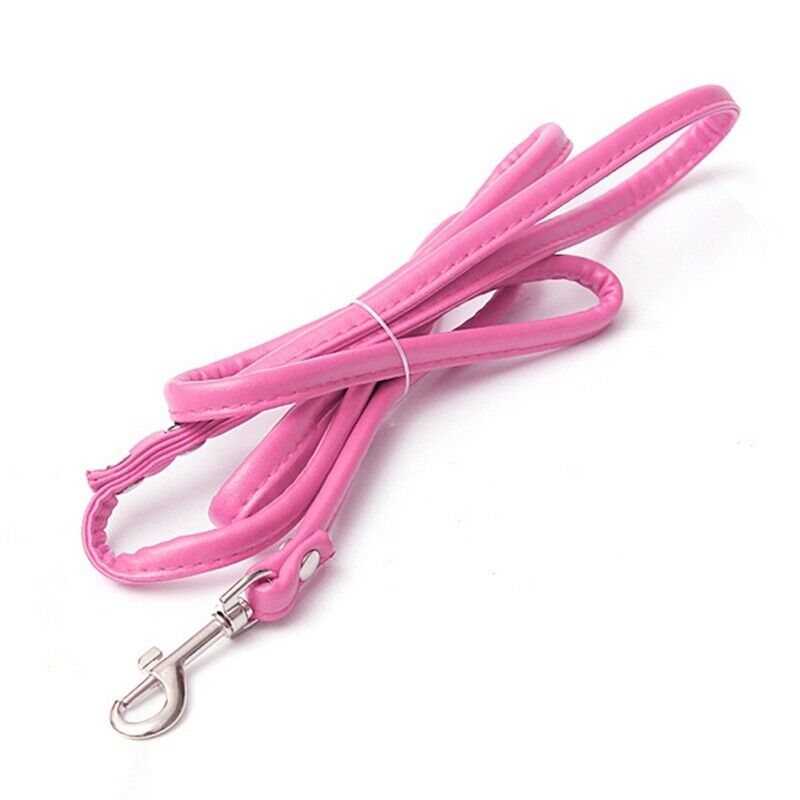 Rose-Red leather leash for small dog cat pet 1cmX120cm