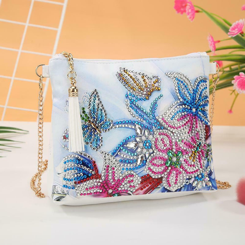 DIY Flower Special Shape Diamond Painting Leather Chain Shoulder Bag Clutch