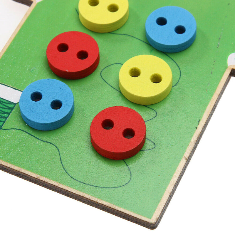 Kids Montessori Educational Toys Children Beads Lacing Board Wooden Toys
