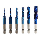 6Pcs 1/4 Hex Shank Hss Metric Thread Tap Hss Drill Bits Spiral Tap Hand Scr J4D7