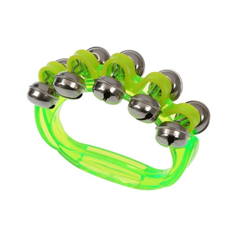 Lot of 2 tambourine Bell Jingle Bell green Percussion Music for child M1G4