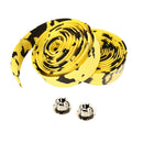 2 XCycling Road Bike Sports Cork Handlebar Tape+ 2 Bar plug black+yellow A
