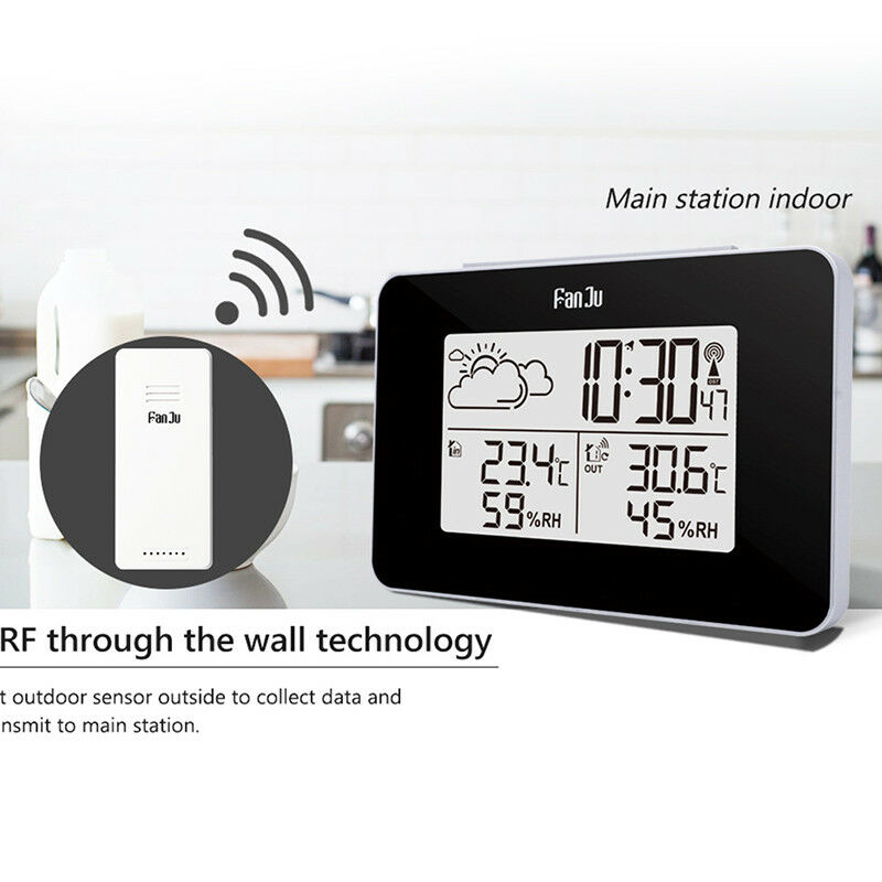 Wireless Weather Station Digital Clock Humidity Outdoor Thermometer Sensor JC Nw