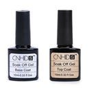 Soak Off UV LED Gel Nail Polish - Base and No Wipe Top Coat Kit Set 10ml