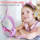 2x Unicorn Headphones with Microphone Stereo Earphones for Kids Girls
