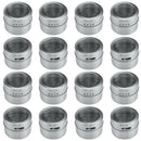 16 Pack Stainless Steel Magnetic Multi-Purpose Spice Storage Tins, Clear To