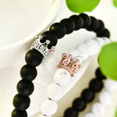 2x King Queen Crown 8mm Beads Bracelets His And Her Friendship Couple Bracelet