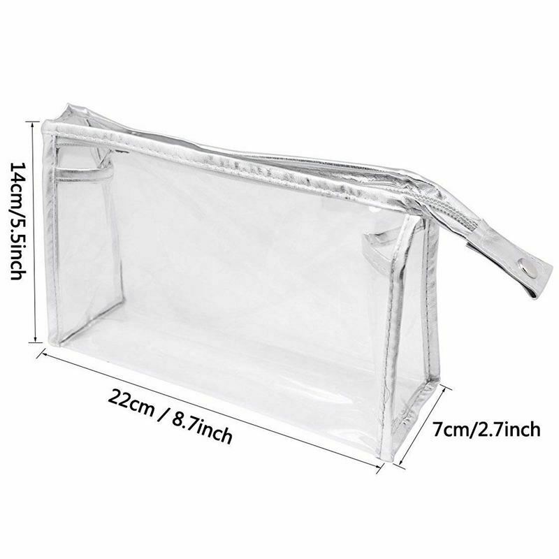 5 Pcs Transparent Waterproof Cosmetic Bag,PVC Vinyl Zippered Wash Bag Vacat B5T1