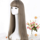 Long Straight Hair High Density Synthetic Wigs For Women Green Wood Linen A