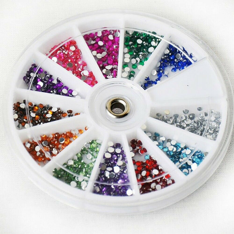12 Colors Acrylic Diamond Rhinestone Pasted Finger Stickers Nail Art Accessories
