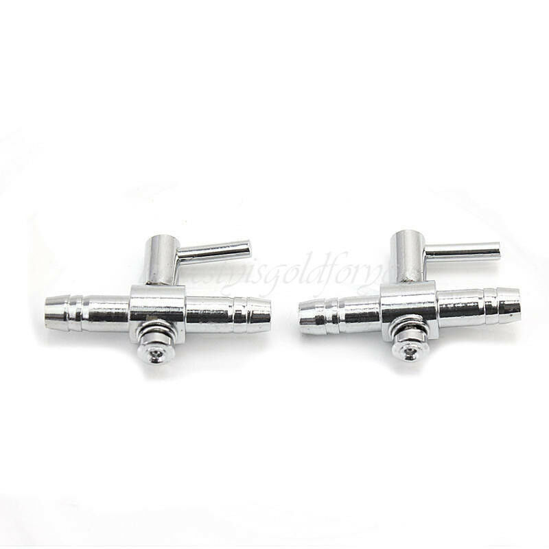 2X Thread Aquarium Air Flow Distributor Lever Control Valve Silvery Color Tone