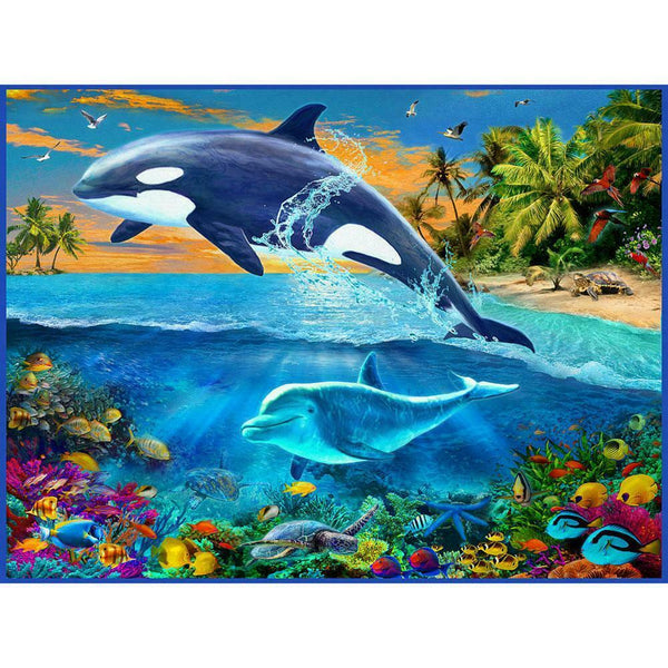 5D DIY Diamond Painting Dolphin Cross Stitch Embroidery Rhinestones Mosaic