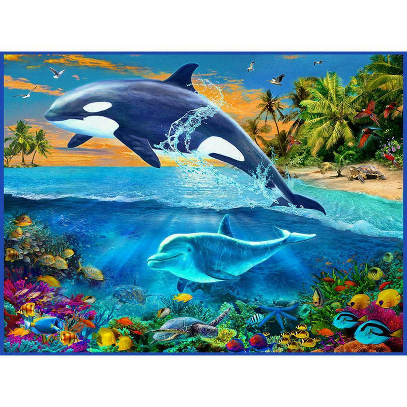 5D DIY Diamond Painting Dolphin Cross Stitch Embroidery Rhinestones Mosaic