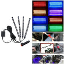 4 Pieces 12 LED Car Auto Strip Light Decorative Lamps Interior Multi-colour 22cm