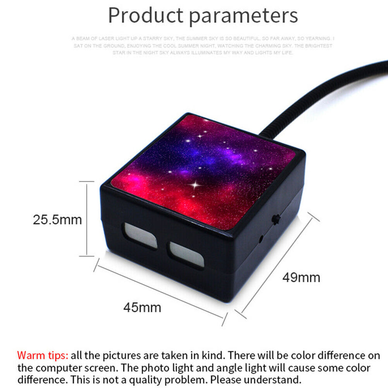 USB Car Ceiling Atmosphere Light 2-Color Starry Sky Ambient Lamp (Red+Blue)