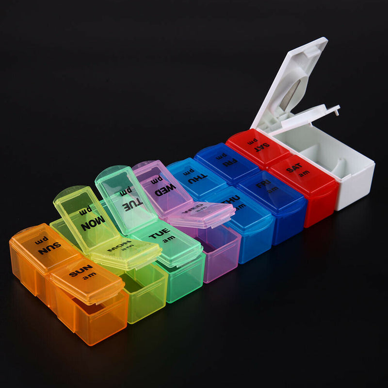 Detachable Pill Organizer Box Medication Reminder with Splitter Cutter