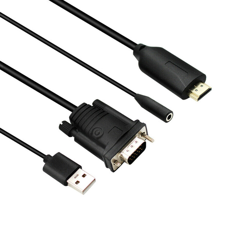 6ft HDMI to VGA Adapter w/Audio Male to Male Cable for PC Monitor Projector A