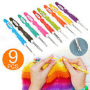 9pcs Multi Colour Plastic Aluminum Crochet Hooks Yarn Knitting Needles Ki UZK