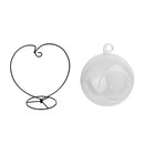 12cm Heart Iron Hanging Glass Tea Light Candle Holder Mini Flowerpot_ Flat