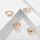 4pcs Crystal Rhinestone Women Geometric Finger Ring Jewelry Wedding Gifts
