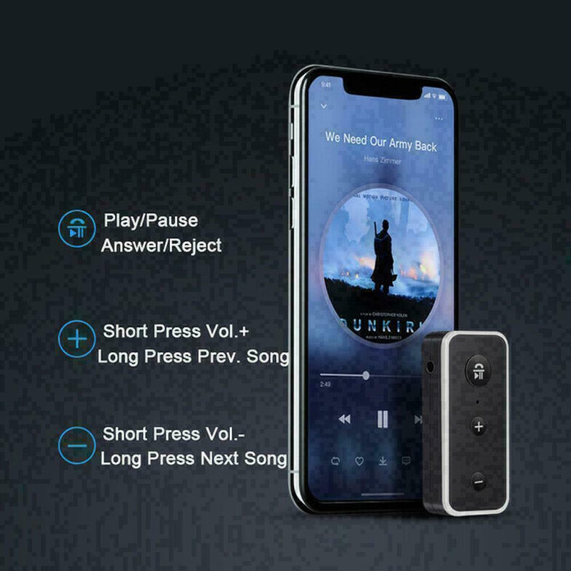 1* Wireless Bluetooth 5.0 Receiver Handsfree 3.5mm AUX HV Adapter W4C9 A7F0 N0G1