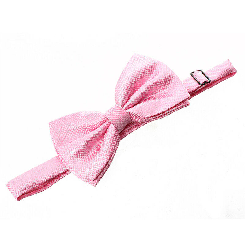 Men's Plain Polyester Pre Tied Wedding Bow Tie (pink) E9K3