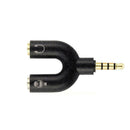 3.5mm Black Stereo Splitter to Mic Headset Jack Plug Adapter For Phone Pretty