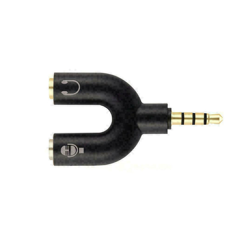 3.5mm Black Stereo Splitter to Mic Headset Jack Plug Adapter For Phone Pretty