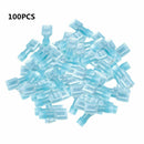 100Pcs Fully Insulated Blue Female Electrical Spade Crimp Connector Termin QKQ