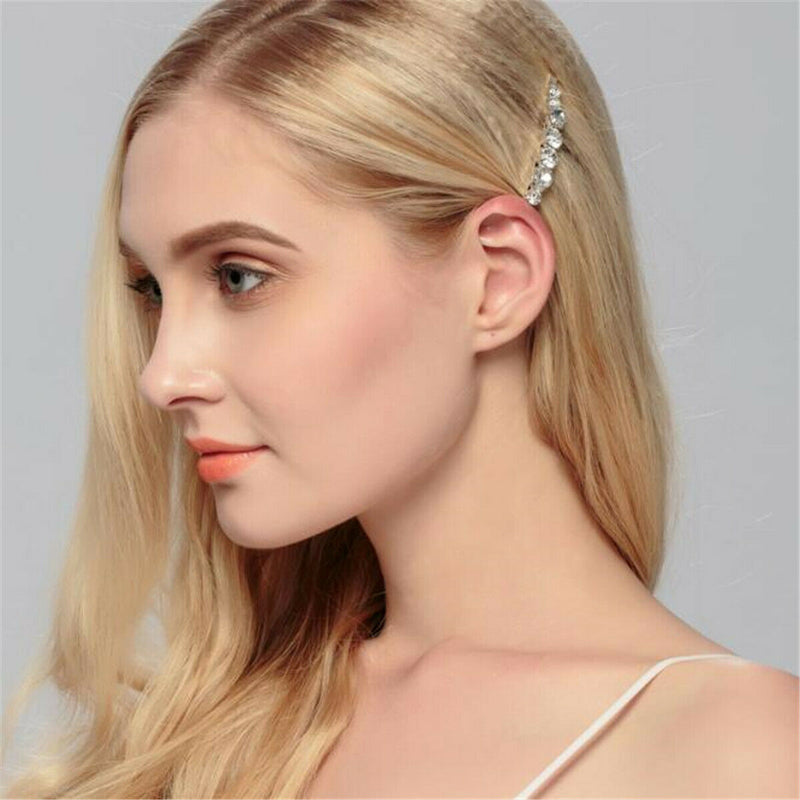 Crystal Diamante Barrette Bobby Pins Hair Clips Slides Grip Wedding Headdress