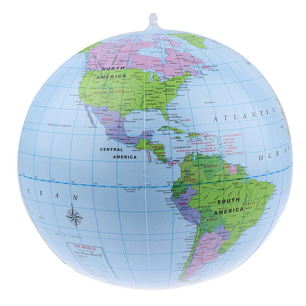 38cm Inflatable Globe World Earth Ocean Map Ball Geography Learning Beach B F Hn